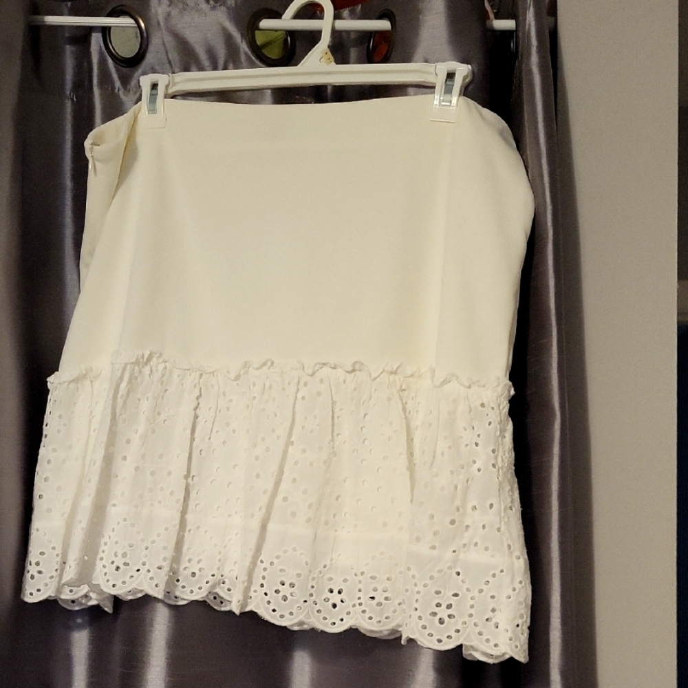 Elegant Off-white Eyelet Skirt